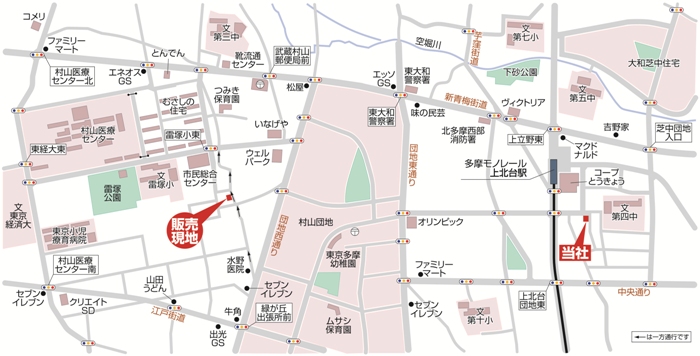 新築分譲住宅　 全１棟　武蔵村山市学園３丁目 終了いたしましたマップ