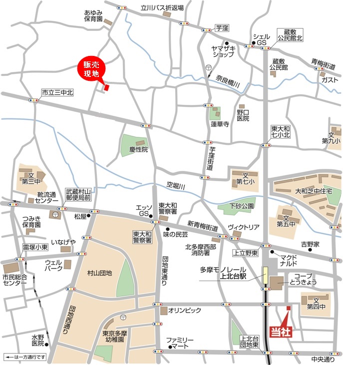 新築分譲住宅　全１棟　東大和市芋窪４丁目　終了いたしましたマップ