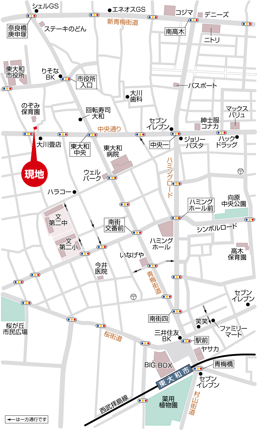 売り地　全１区画　東大和市中央４丁目　終了いたしましたマップ