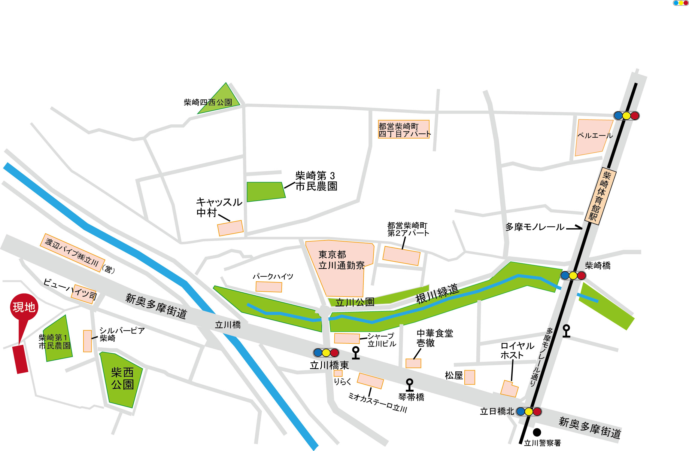 新築分譲住宅　立川市柴崎町５丁目　全４棟終了いたしましたマップ