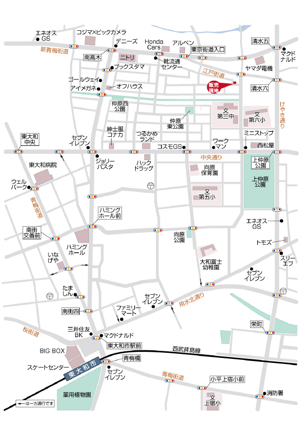 東大和市仲原２丁目　売地　１区画　終了となりましたマップ