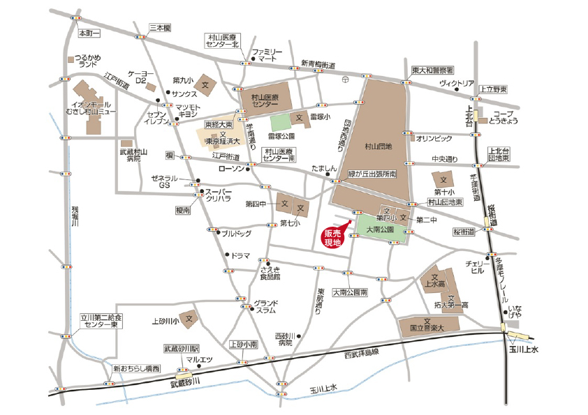 武蔵村山市大南2丁目　新築住宅　全１棟　終了となりましたマップ