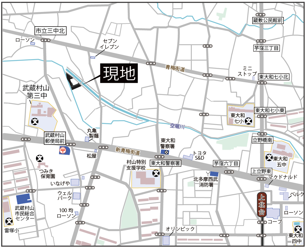 武蔵村山市神明3丁目 新築分譲住宅 １４区画 2,980万円～マップ
