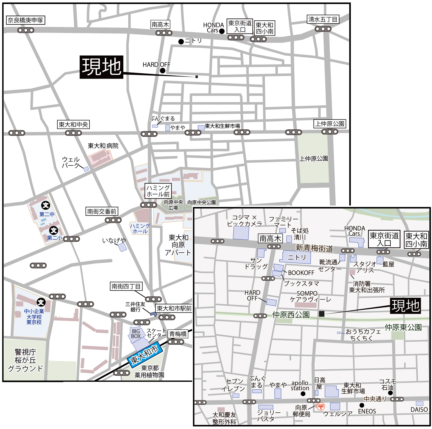 東大和市仲原21期1区画 建築条件無し売地 3,580万円マップ