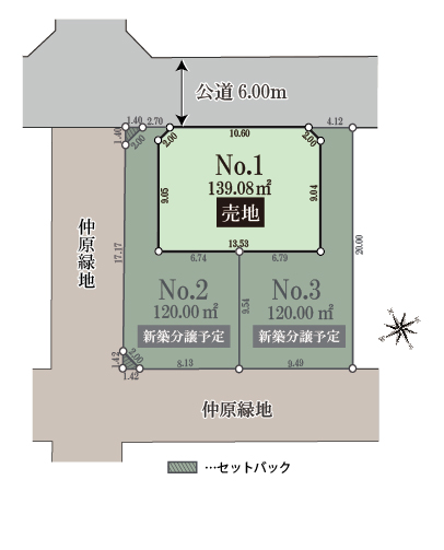 東大和市仲原21期1区画 建築条件無し売地 3,580万円
