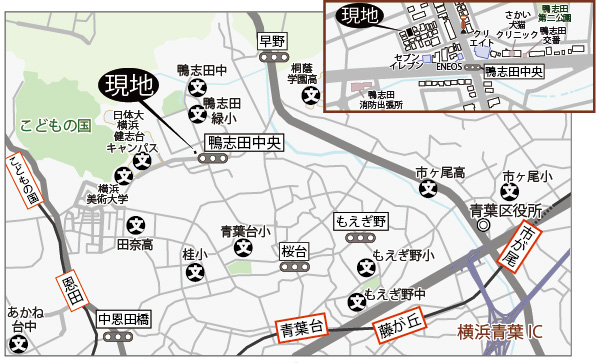 横浜市青葉区21期２区画　新築分譲住宅　5,280万円～　おかげ様で終了致しましたマップ